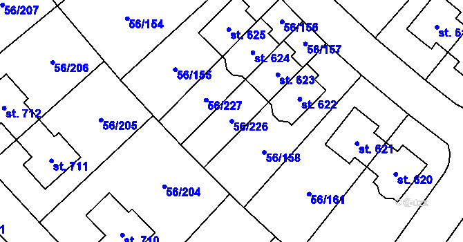 Parcela st. 56/226 v KÚ Hovorčovice, Katastrální mapa