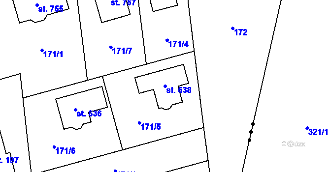 Parcela st. 638 v KÚ Hovorčovice, Katastrální mapa