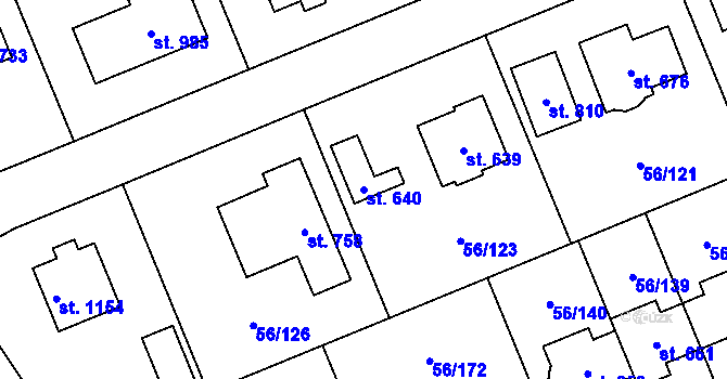 Parcela st. 640 v KÚ Hovorčovice, Katastrální mapa