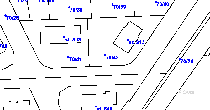 Parcela st. 70/42 v KÚ Hovorčovice, Katastrální mapa