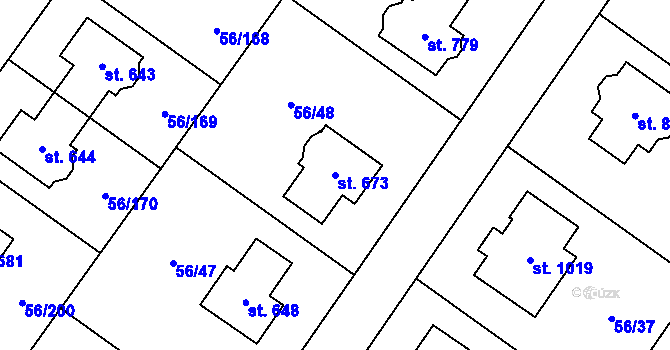 Parcela st. 673 v KÚ Hovorčovice, Katastrální mapa