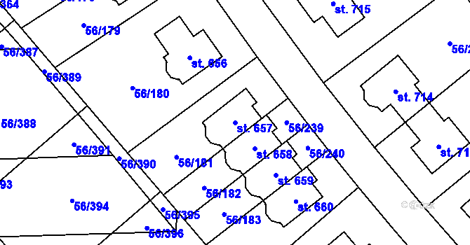 Parcela st. 657 v KÚ Hovorčovice, Katastrální mapa