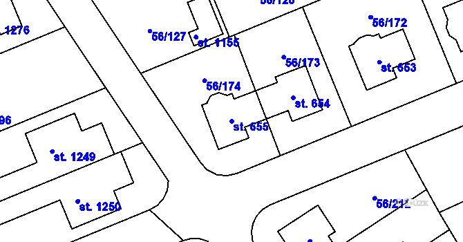 Parcela st. 655 v KÚ Hovorčovice, Katastrální mapa