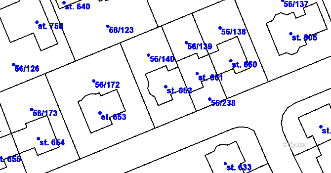 Parcela st. 652 v KÚ Hovorčovice, Katastrální mapa