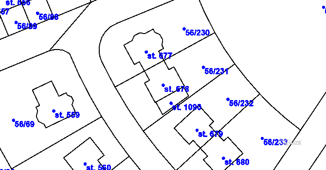 Parcela st. 678 v KÚ Hovorčovice, Katastrální mapa