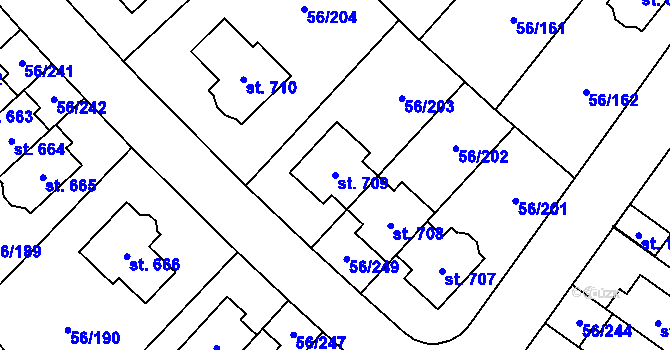 Parcela st. 709 v KÚ Hovorčovice, Katastrální mapa