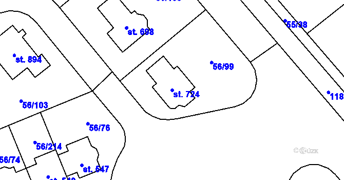 Parcela st. 724 v KÚ Hovorčovice, Katastrální mapa