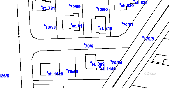 Parcela st. 70/6 v KÚ Hovorčovice, Katastrální mapa