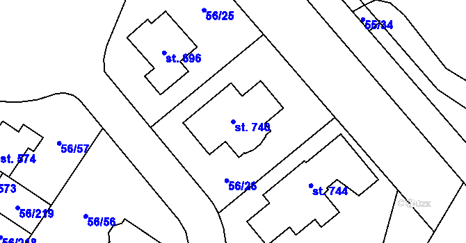 Parcela st. 740 v KÚ Hovorčovice, Katastrální mapa