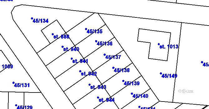 Parcela st. 45/137 v KÚ Hovorčovice, Katastrální mapa