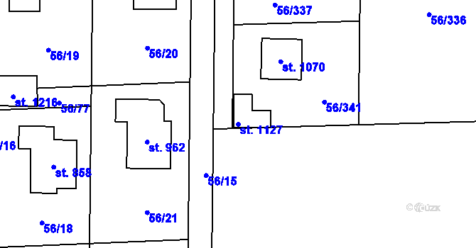 Parcela st. 1127 v KÚ Hovorčovice, Katastrální mapa