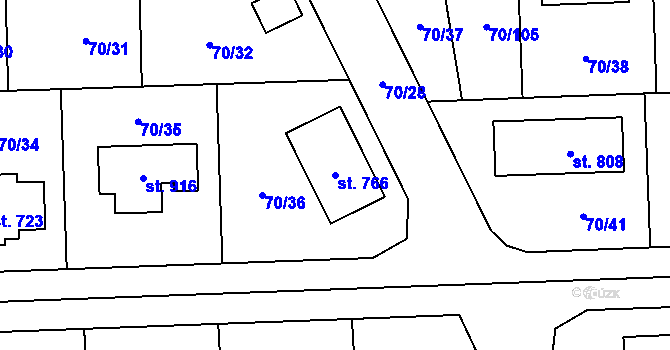 Parcela st. 766 v KÚ Hovorčovice, Katastrální mapa