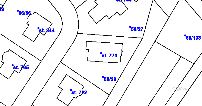 Parcela st. 771 v KÚ Hovorčovice, Katastrální mapa