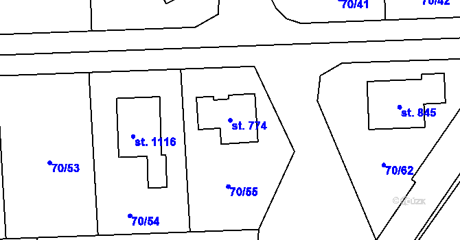 Parcela st. 774 v KÚ Hovorčovice, Katastrální mapa