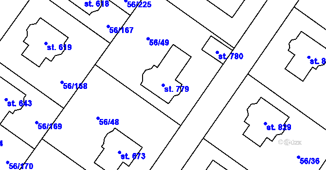 Parcela st. 779 v KÚ Hovorčovice, Katastrální mapa
