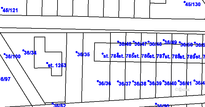Parcela st. 784 v KÚ Hovorčovice, Katastrální mapa