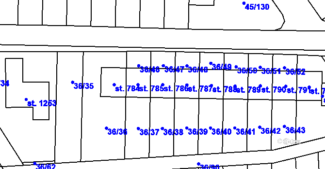 Parcela st. 786 v KÚ Hovorčovice, Katastrální mapa