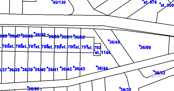 Parcela st. 792 v KÚ Hovorčovice, Katastrální mapa