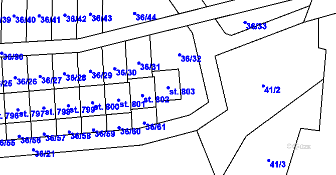 Parcela st. 803 v KÚ Hovorčovice, Katastrální mapa