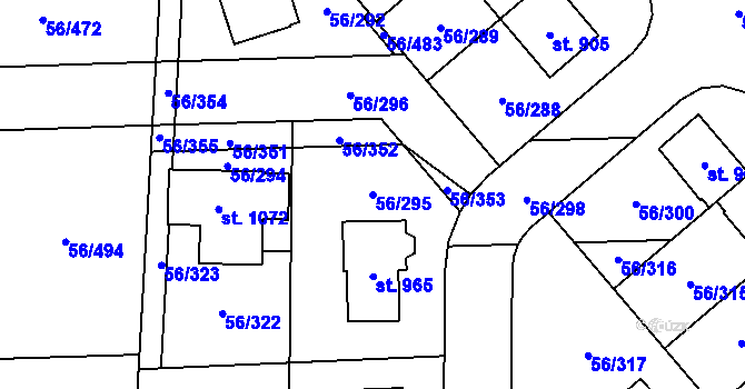 Parcela st. 56/295 v KÚ Hovorčovice, Katastrální mapa