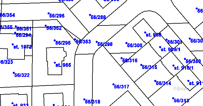 Parcela st. 56/299 v KÚ Hovorčovice, Katastrální mapa