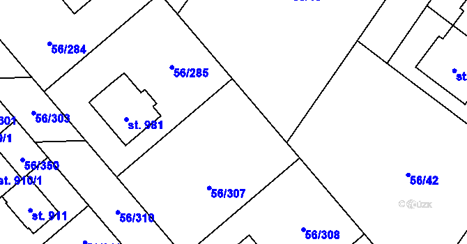 Parcela st. 56/306 v KÚ Hovorčovice, Katastrální mapa