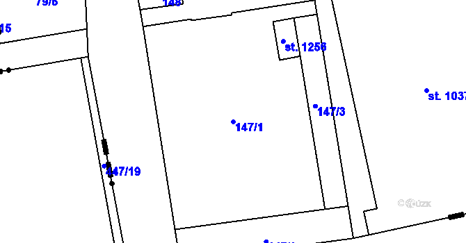 Parcela st. 147/1 v KÚ Hovorčovice, Katastrální mapa