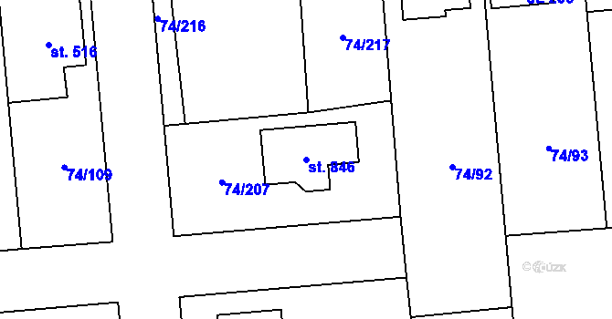 Parcela st. 846 v KÚ Hovorčovice, Katastrální mapa