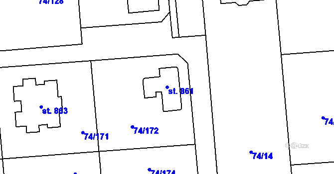 Parcela st. 861 v KÚ Hovorčovice, Katastrální mapa