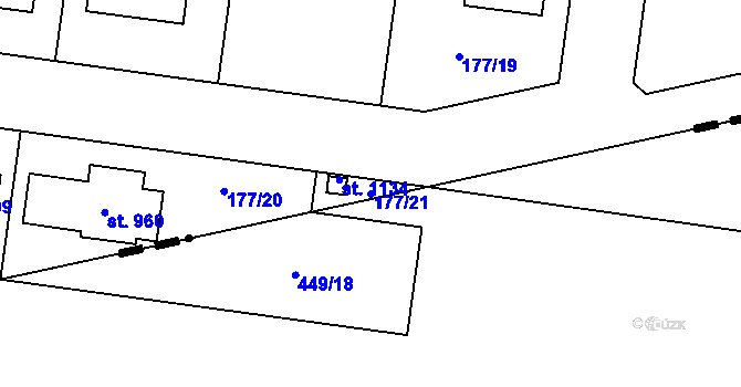 Parcela st. 177/21 v KÚ Hovorčovice, Katastrální mapa