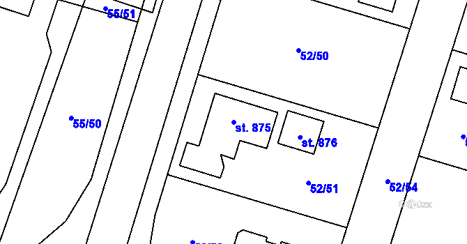 Parcela st. 875 v KÚ Hovorčovice, Katastrální mapa