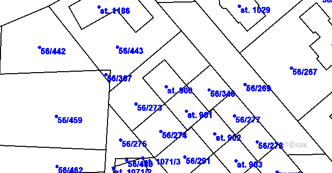 Parcela st. 900 v KÚ Hovorčovice, Katastrální mapa