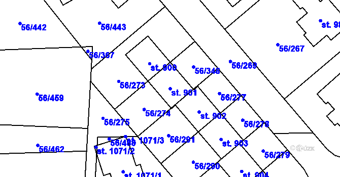Parcela st. 901 v KÚ Hovorčovice, Katastrální mapa