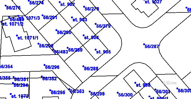 Parcela st. 905 v KÚ Hovorčovice, Katastrální mapa