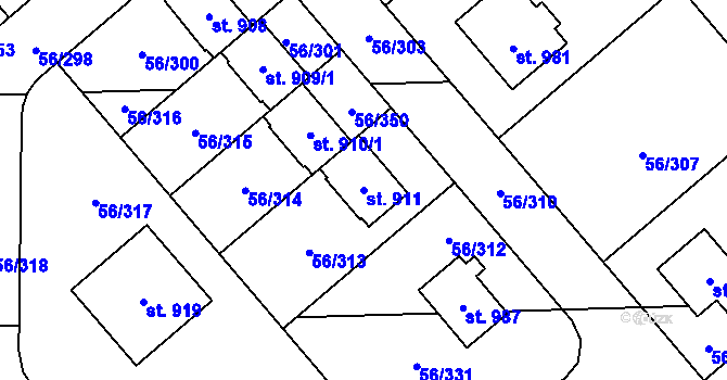 Parcela st. 911 v KÚ Hovorčovice, Katastrální mapa