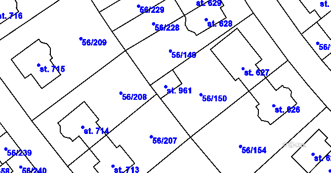 Parcela st. 961 v KÚ Hovorčovice, Katastrální mapa