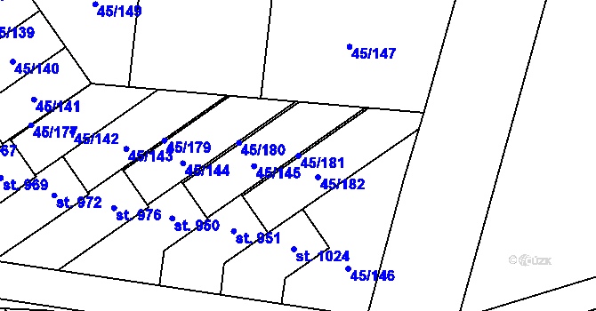 Parcela st. 45/181 v KÚ Hovorčovice, Katastrální mapa