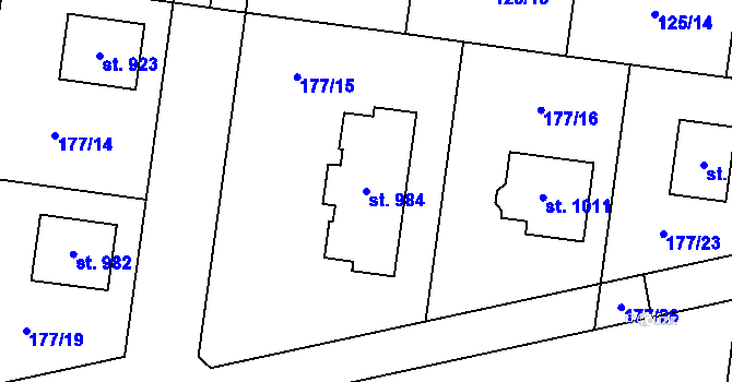 Parcela st. 984 v KÚ Hovorčovice, Katastrální mapa