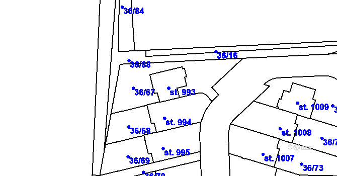 Parcela st. 993 v KÚ Hovorčovice, Katastrální mapa