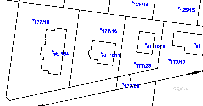 Parcela st. 1011 v KÚ Hovorčovice, Katastrální mapa