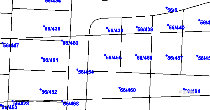 Parcela st. 56/455 v KÚ Hovorčovice, Katastrální mapa