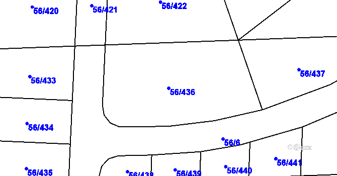 Parcela st. 56/436 v KÚ Hovorčovice, Katastrální mapa