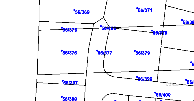 Parcela st. 56/377 v KÚ Hovorčovice, Katastrální mapa