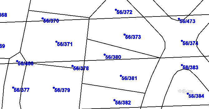 Parcela st. 56/380 v KÚ Hovorčovice, Katastrální mapa