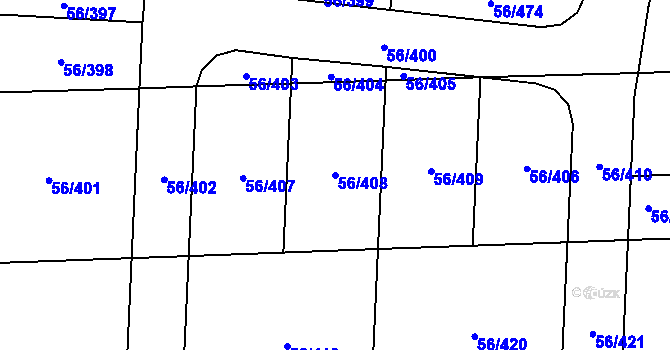 Parcela st. 56/408 v KÚ Hovorčovice, Katastrální mapa