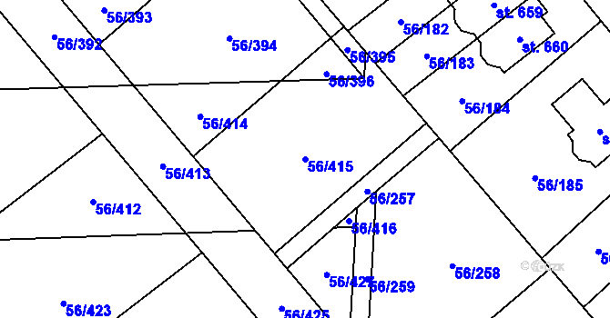 Parcela st. 56/415 v KÚ Hovorčovice, Katastrální mapa