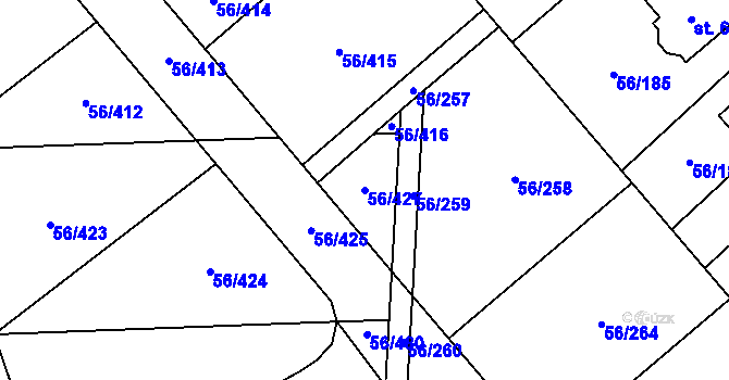 Parcela st. 56/427 v KÚ Hovorčovice, Katastrální mapa