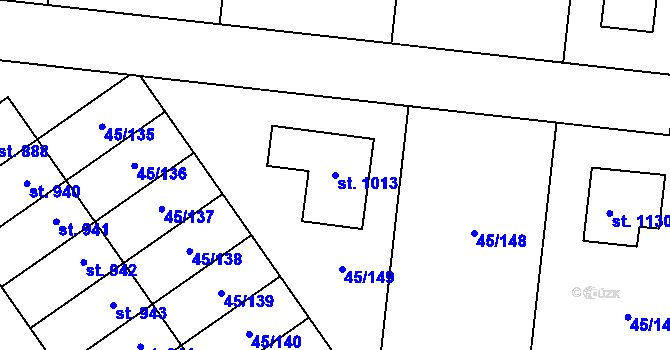 Parcela st. 1013 v KÚ Hovorčovice, Katastrální mapa