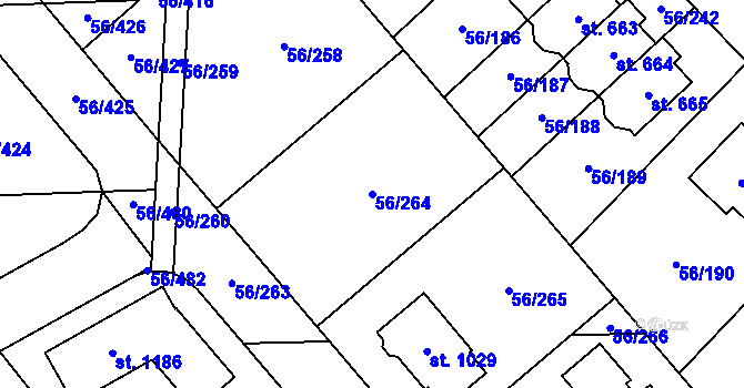 Parcela st. 56/264 v KÚ Hovorčovice, Katastrální mapa