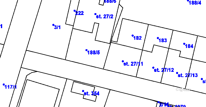 Parcela st. 27/22 v KÚ Hovorčovice, Katastrální mapa